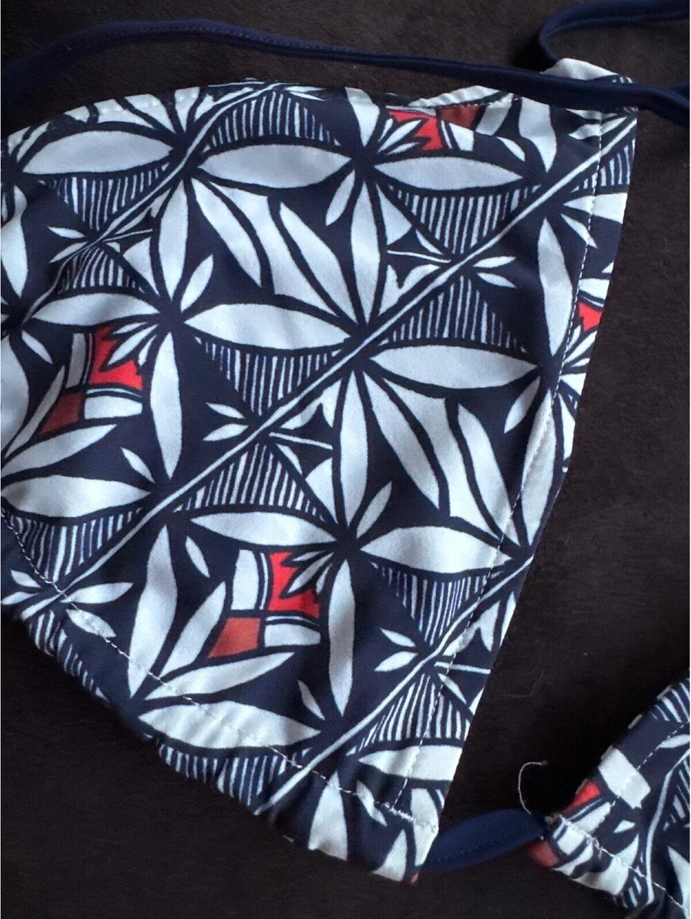 NWT Tory Burch Reversible Bikini Top Poppy Acoma Floral Stripe Size M